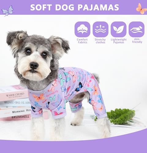 Puppishy Dog Pajamas Spring Summer Butterfly Print Soft Pet Pjs for Small Medium Dogs