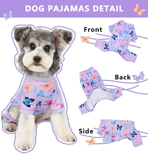 Puppishy Dog Pajamas Spring Summer Butterfly Print Soft Pet Pjs for Small Medium Dogs