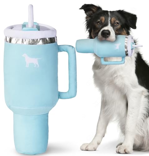 PUPROAR Pup Cup Tumbler Dog Toy (Mint Green) – Squeaky Plush Toy for Dogs, Cute Birthday Gift