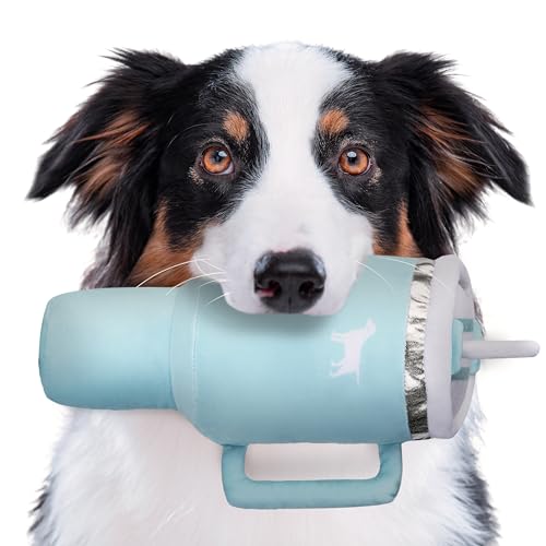 PUPROAR Pup Cup Tumbler Dog Toy (Mint Green) – Squeaky Plush Toy for Dogs, Cute Birthday Gift