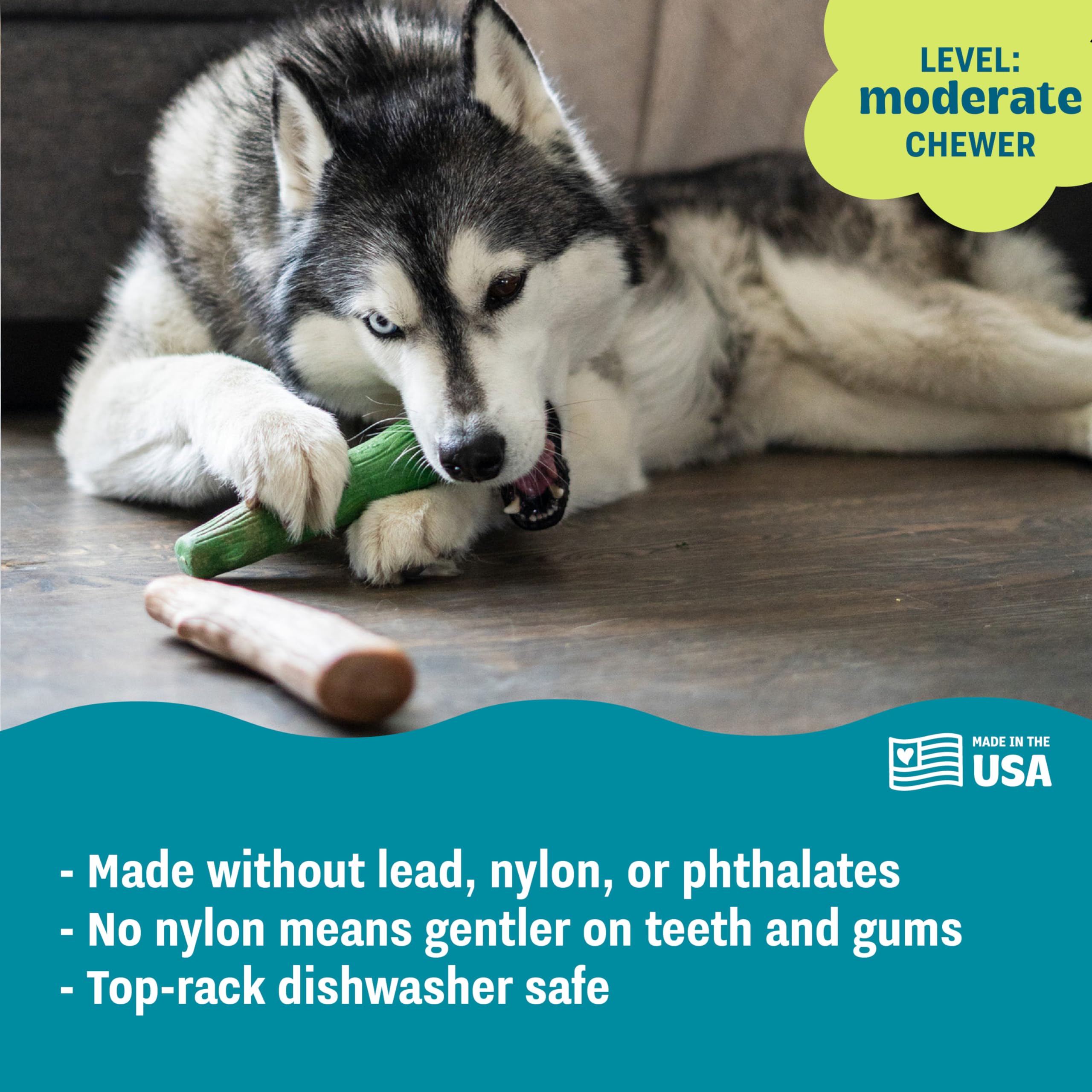 Pupstages Dogwood Breath Dog Chew Toy – 2-Pack of Real-Wood Blend Chews for Moderate Chewers, Large (8 Inch)