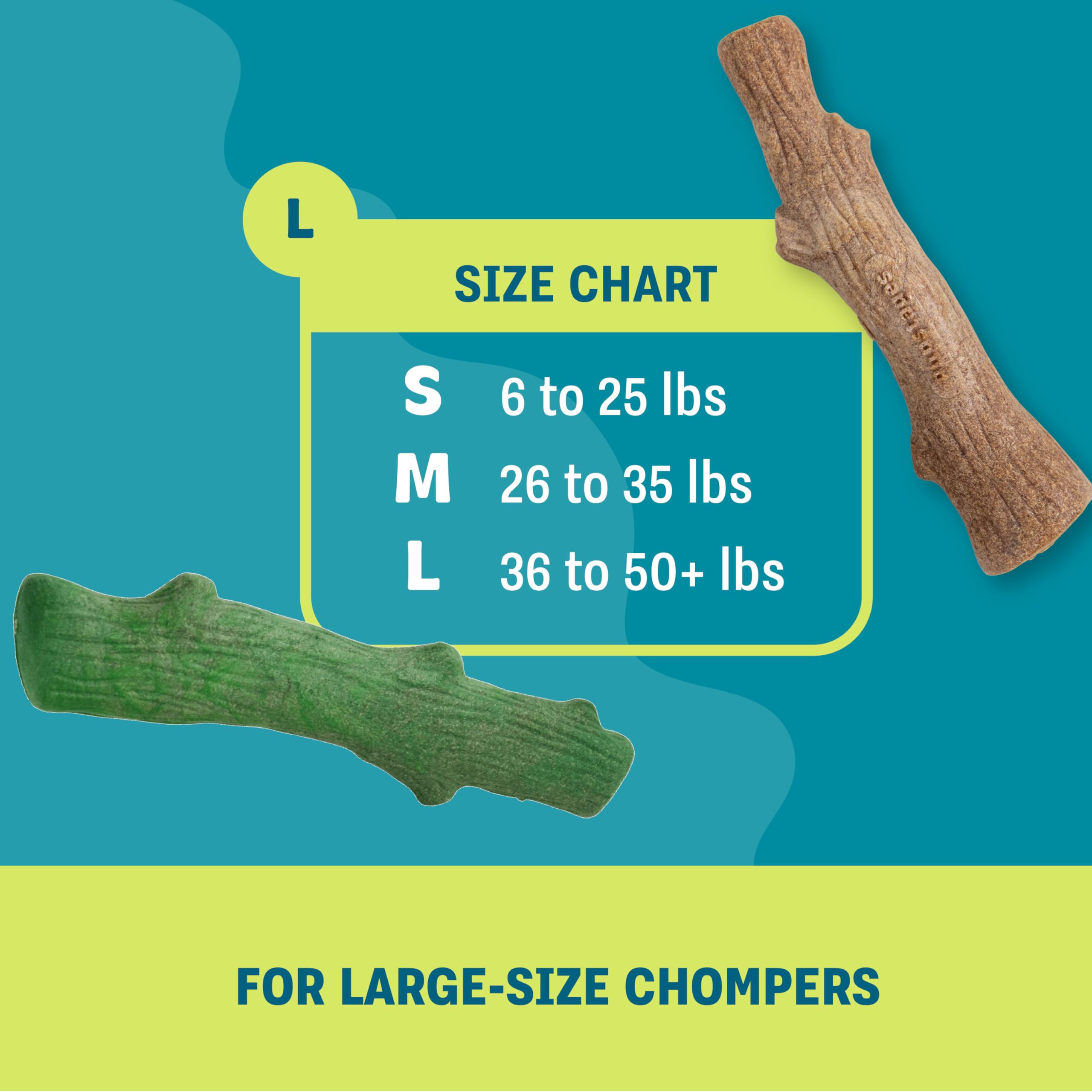 Pupstages Dogwood Breath Dog Chew Toy – 2-Pack of Real-Wood Blend Chews for Moderate Chewers, Large (8 Inch)