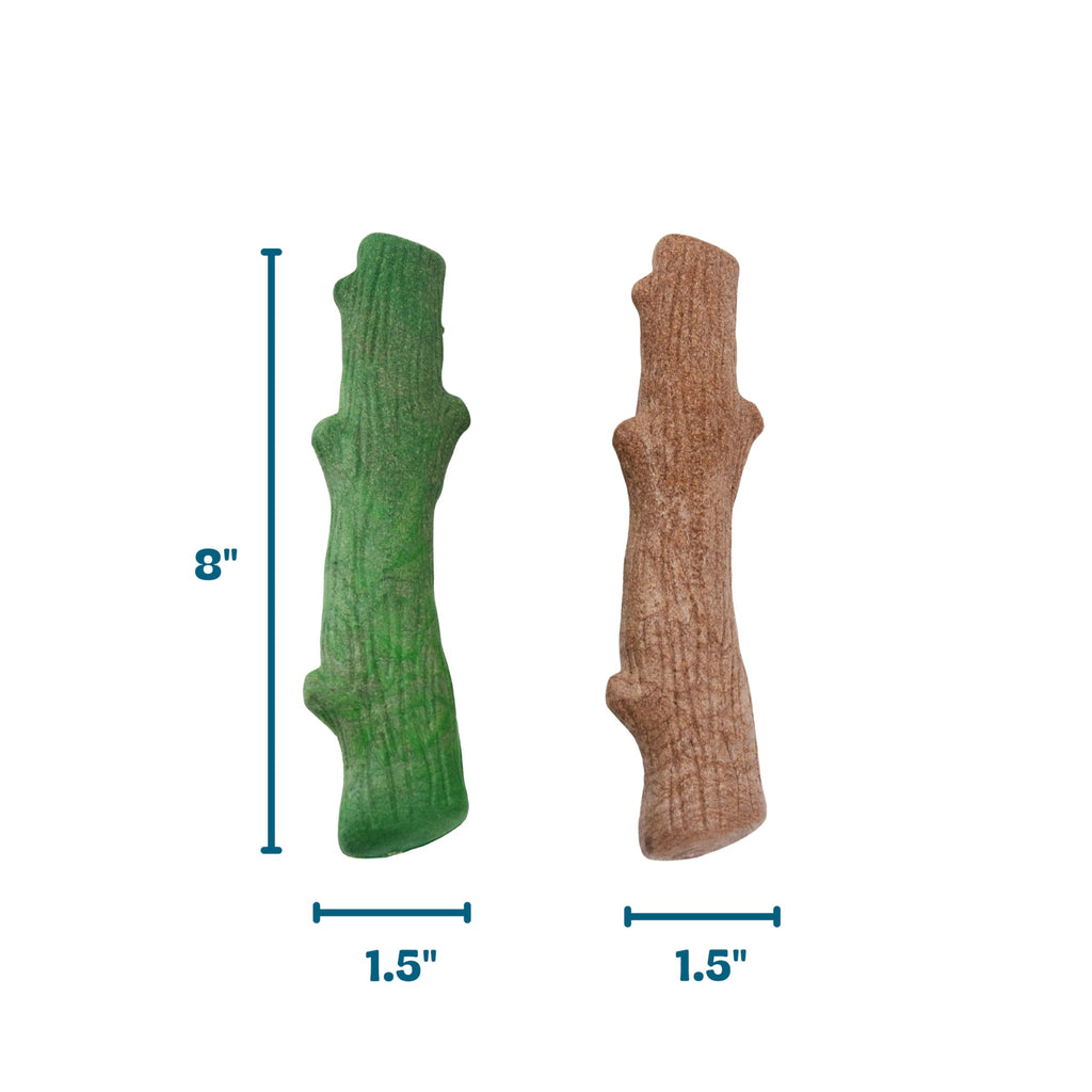 Pupstages Dogwood Breath Dog Chew Toy – 2-Pack of Real-Wood Blend Chews for Moderate Chewers, Large (8 Inch)