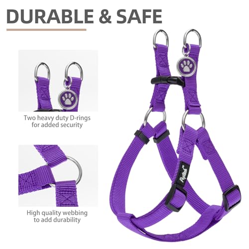 PUPTECK No Pull Dog Harness - Soft Adjustable Nylon Step-In Vest with ID Tag, Large, Purple