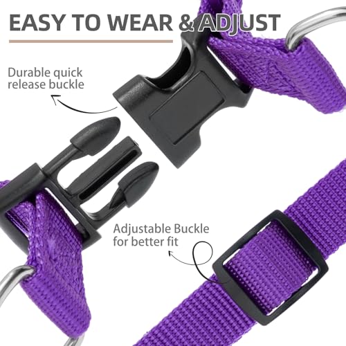 PUPTECK No Pull Dog Harness - Soft Adjustable Nylon Step-In Vest with ID Tag, Large, Purple