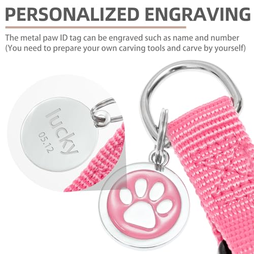 PUPTECK No Pull Dog Harness - Soft Adjustable Step-In Nylon Vest with ID Tag, Large Light Pink