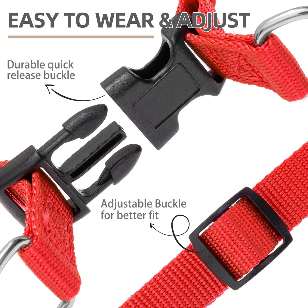 PUPTECK Red No Pull Dog Harness – Soft Nylon Step-in Vest with ID Tag, Adjustable for Small Dogs