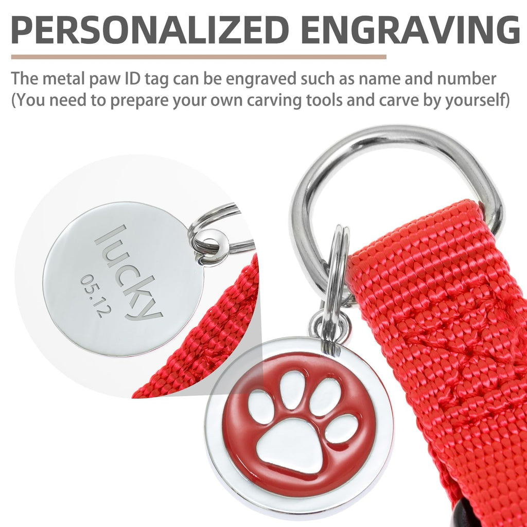 PUPTECK Red No Pull Dog Harness – Soft Nylon Step-in Vest with ID Tag, Adjustable for Small Dogs