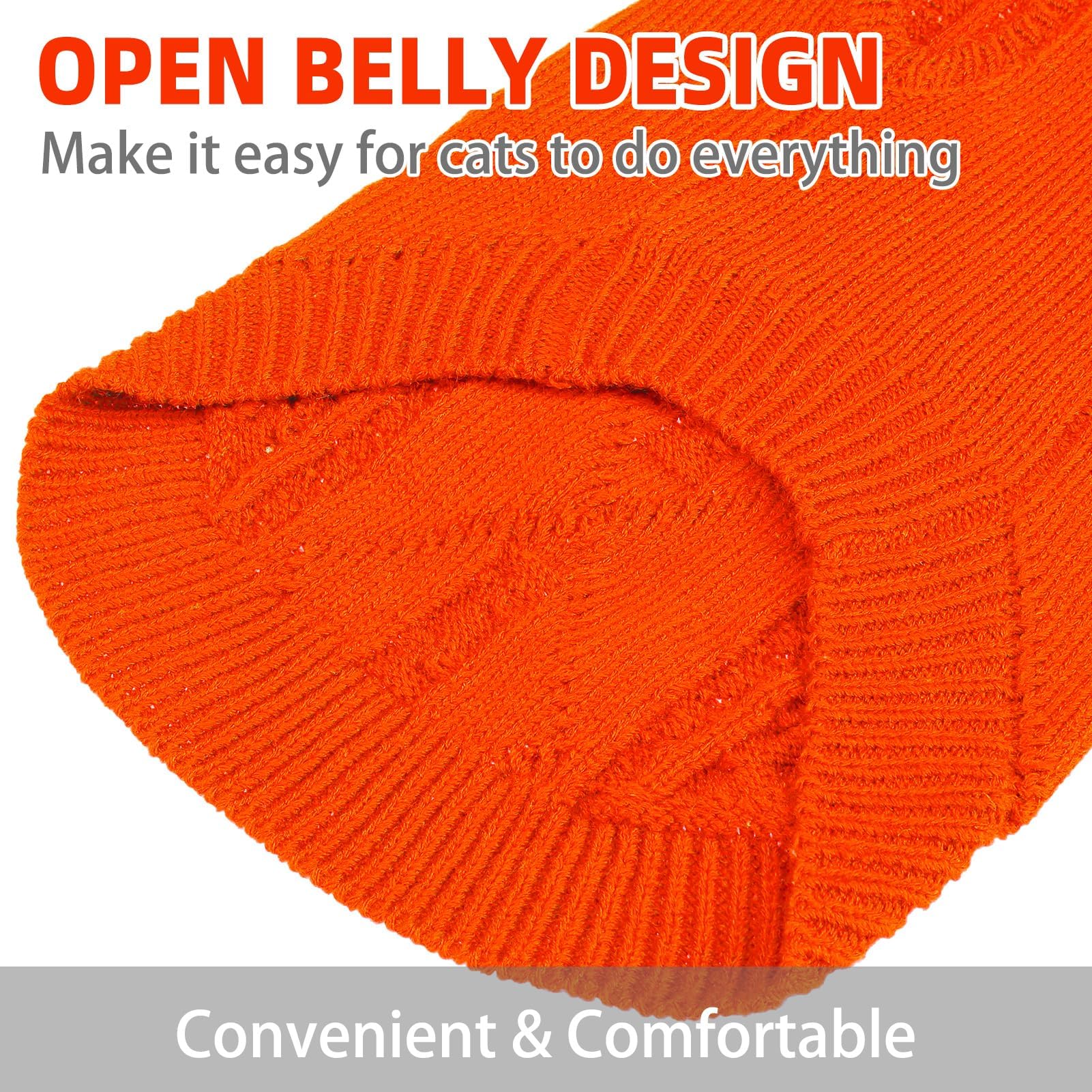 PUPTECK Winter Cat Sweater Coat - Soft Warm Knit for Cats & Small Dogs, Orange, Large