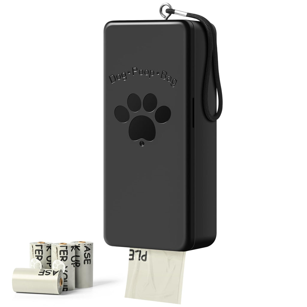 qeerable Wall-Mounted Dog Poop Bag Dispenser – Black, Holds 4 Rolls (60 Bags), Indoor/Outdoor Use