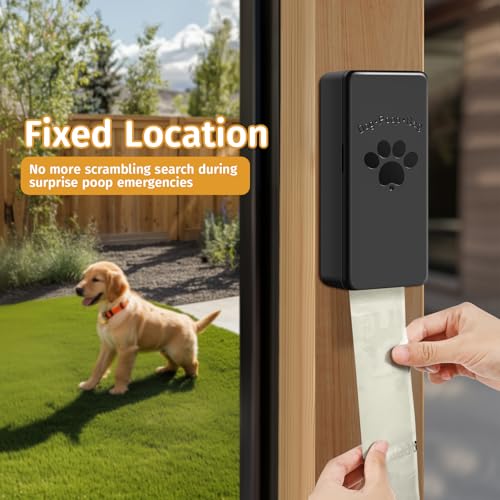 qeerable Wall-Mounted Dog Poop Bag Dispenser – Black, Holds 4 Rolls (60 Bags), Indoor/Outdoor Use