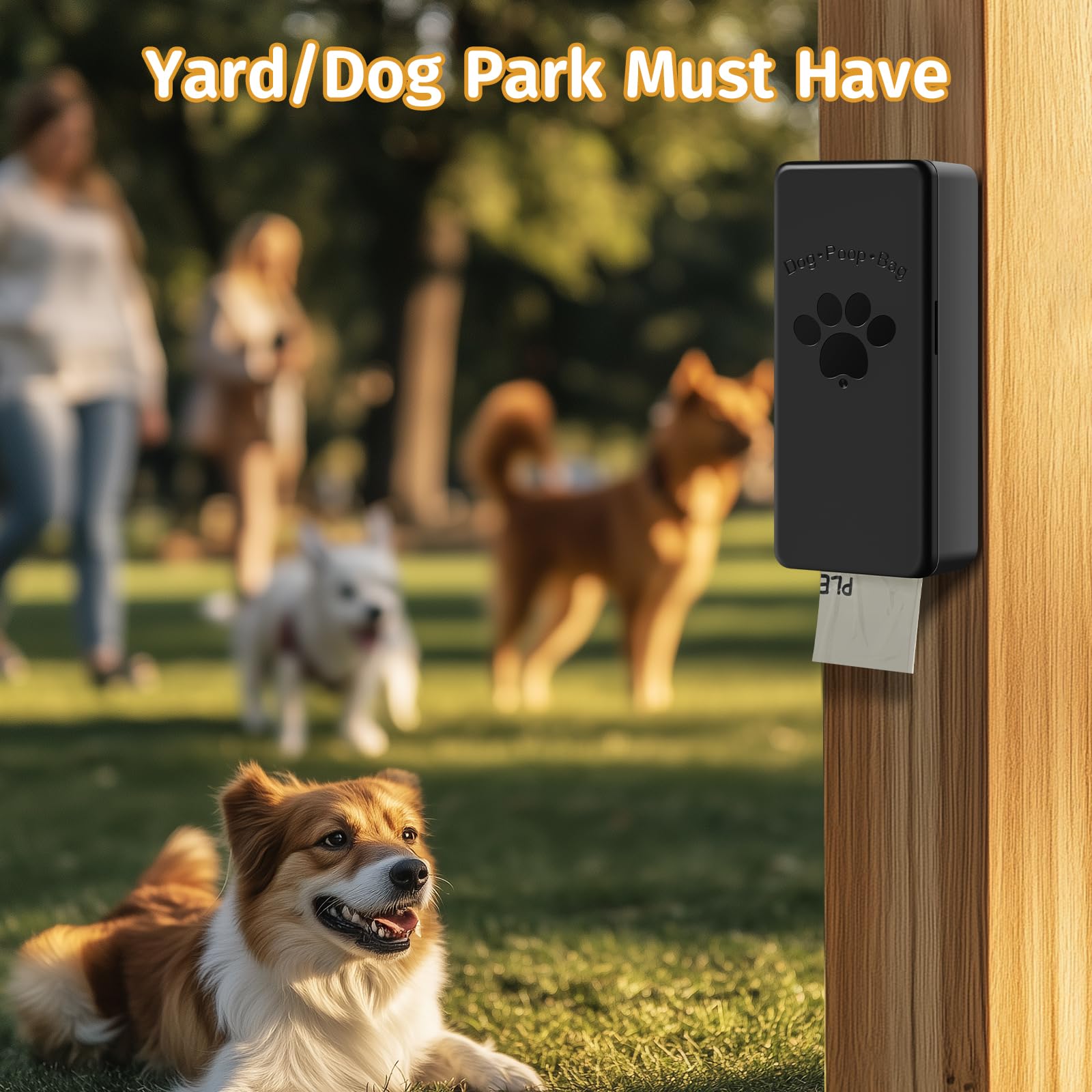 qeerable Wall-Mounted Dog Poop Bag Dispenser – Black, Holds 4 Rolls (60 Bags), Indoor/Outdoor Use