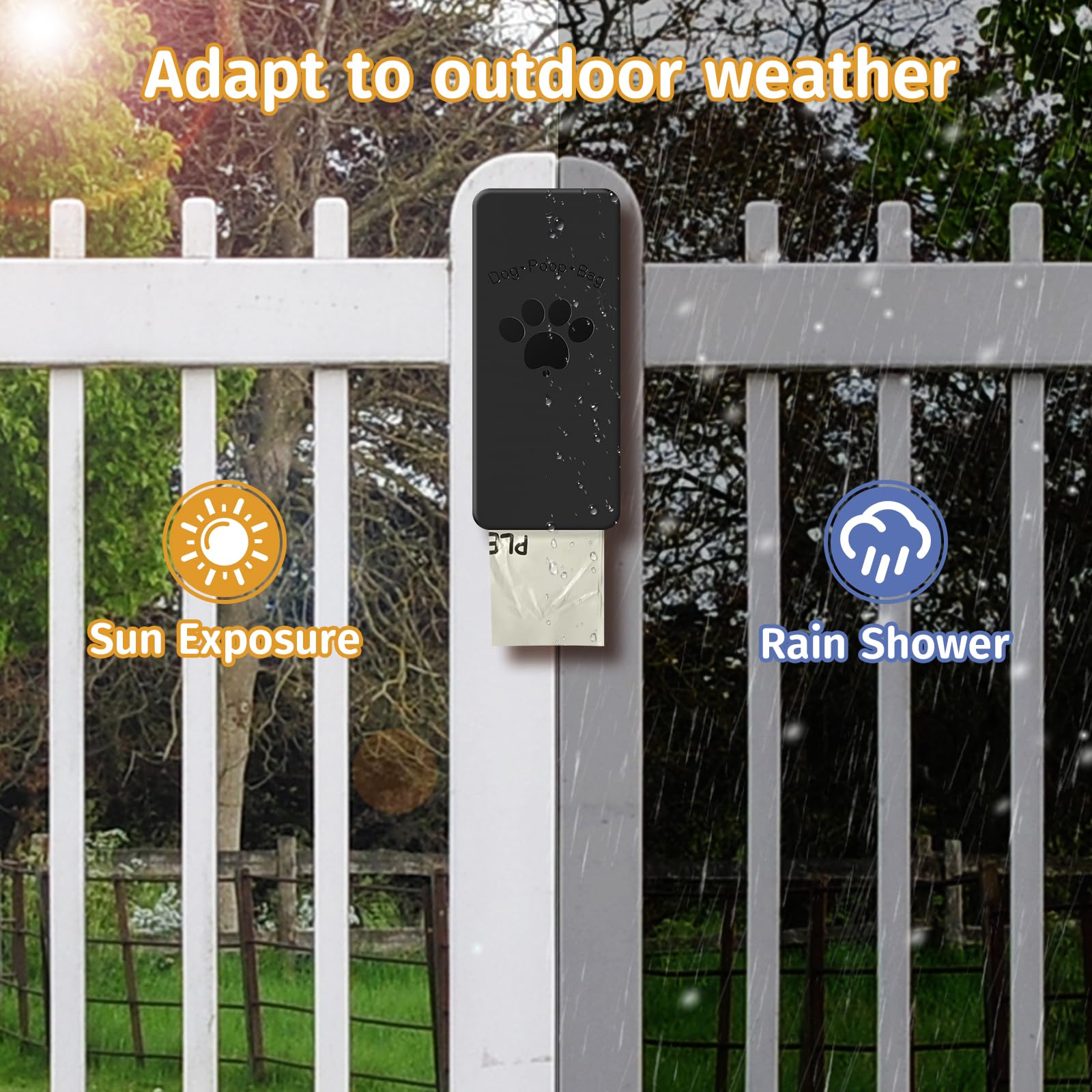 qeerable Wall-Mounted Dog Poop Bag Dispenser – Black, Holds 4 Rolls (60 Bags), Indoor/Outdoor Use