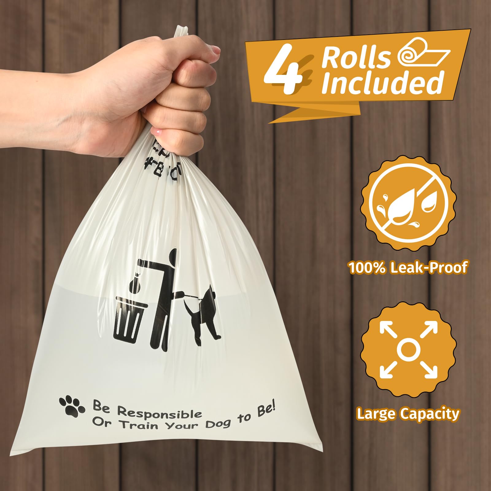 qeerable Wall-Mounted Dog Poop Bag Dispenser – Black, Holds 4 Rolls (60 Bags), Indoor/Outdoor Use