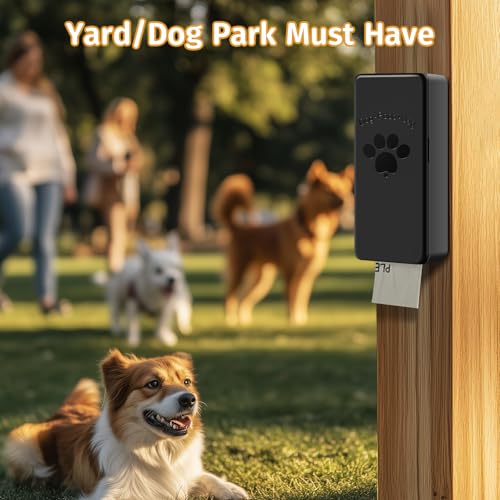 qeerable Wall-Mounted Dog Poop Bag Dispenser – Black, Holds 4 Rolls (60 Bags), Indoor/Outdoor Use