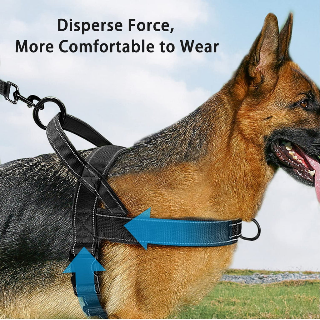 QIFBYFB No Pull Reflective Dog Harness for Medium Large Dogs, Escape Proof, Lightweight Nylon with Control Handle, Black M