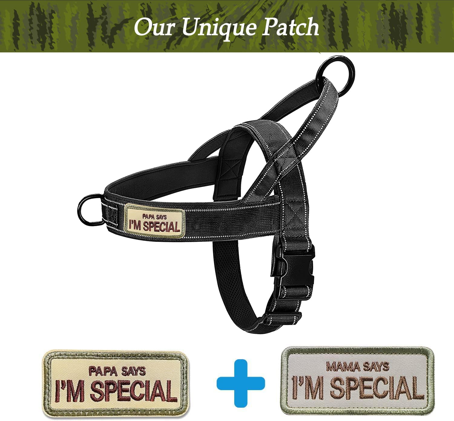 QIFBYFB No Pull Reflective Dog Harness for Medium Large Dogs, Escape Proof, Lightweight Nylon with Control Handle, Black M