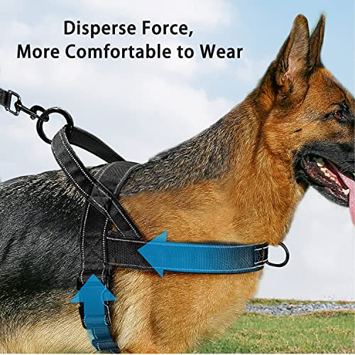 QIFBYFB No Pull Reflective Dog Harness for Medium Large Dogs, Escape Proof, Lightweight Nylon with Control Handle, Black M