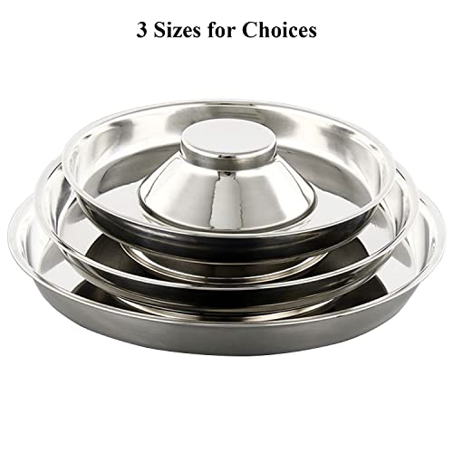 QIYADIN Stainless Steel Pet Bowl – Large Size for Multiple Dogs & Cats, Slow Feeder with Conical Pillar