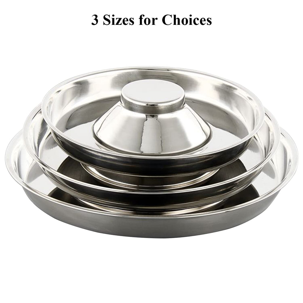 QIYADIN Stainless Steel Pet Bowl – Large Size for Multiple Dogs & Cats, Slow Feeder with Conical Pillar