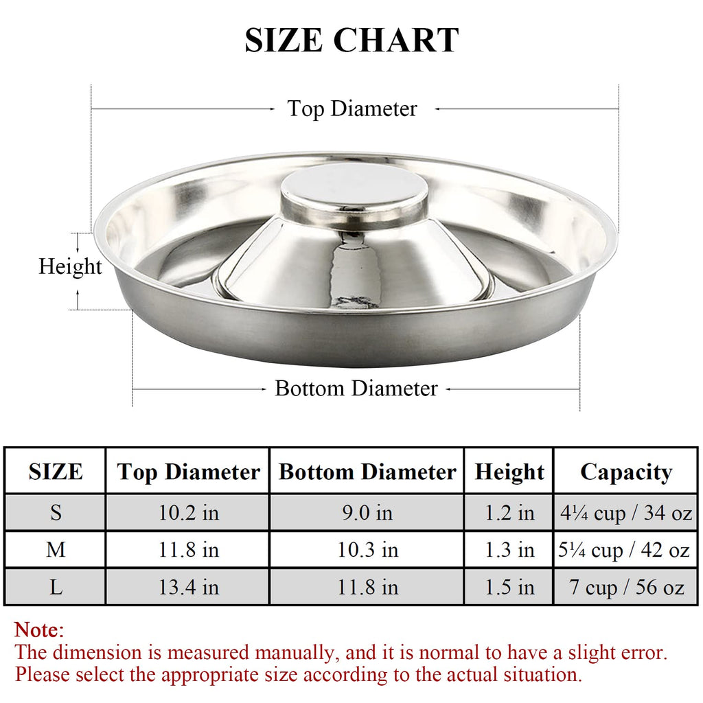 QIYADIN Stainless Steel Pet Bowl – Large Size for Multiple Dogs & Cats, Slow Feeder with Conical Pillar