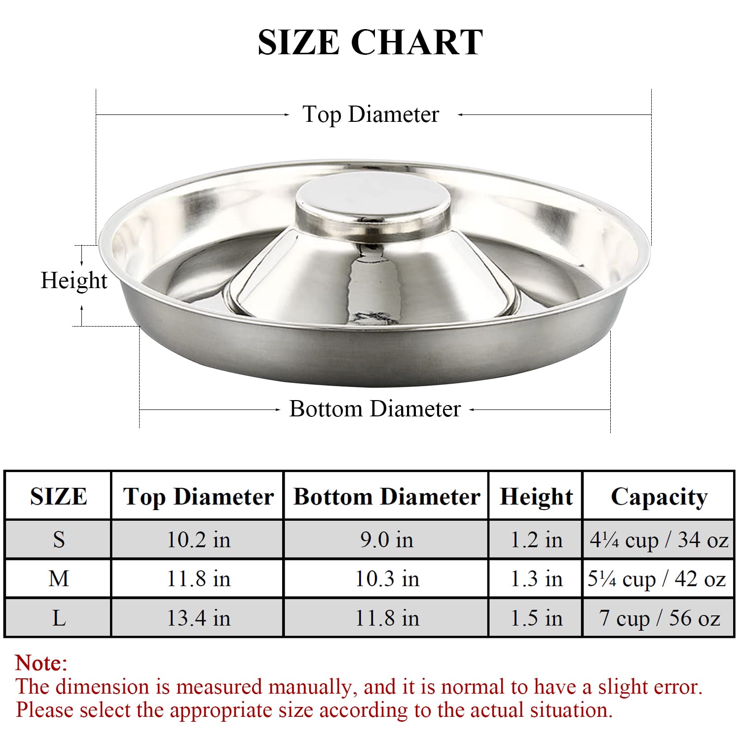 QIYADIN Stainless Steel Pet Bowl – Large Size for Multiple Dogs & Cats, Slow Feeder with Conical Pillar
