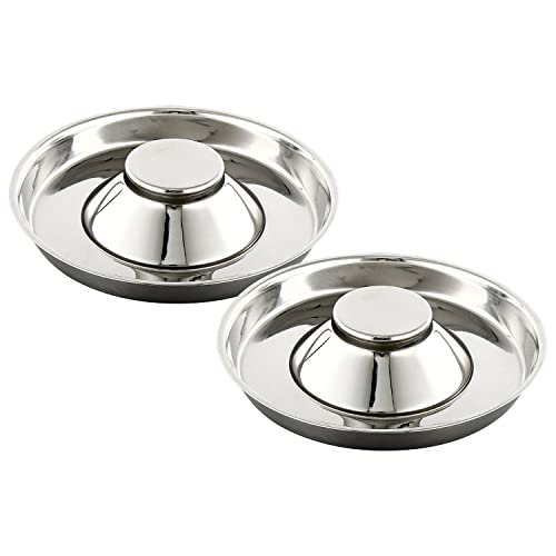 QIYADIN Stainless Steel Pet Bowl – Large Size for Multiple Dogs & Cats, Slow Feeder with Conical Pillar