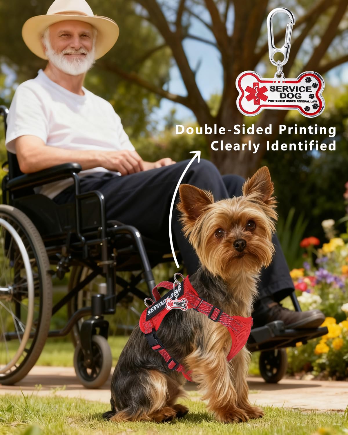 QUDLIMO Service Dog Vest for Small Breeds – Red, Size M with Patches and Leash Set