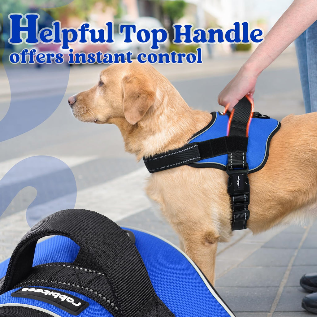 rabbitgoo Medium Dog Harness - No Pull, Reflective, Adjustable Vest with Molle, Blue