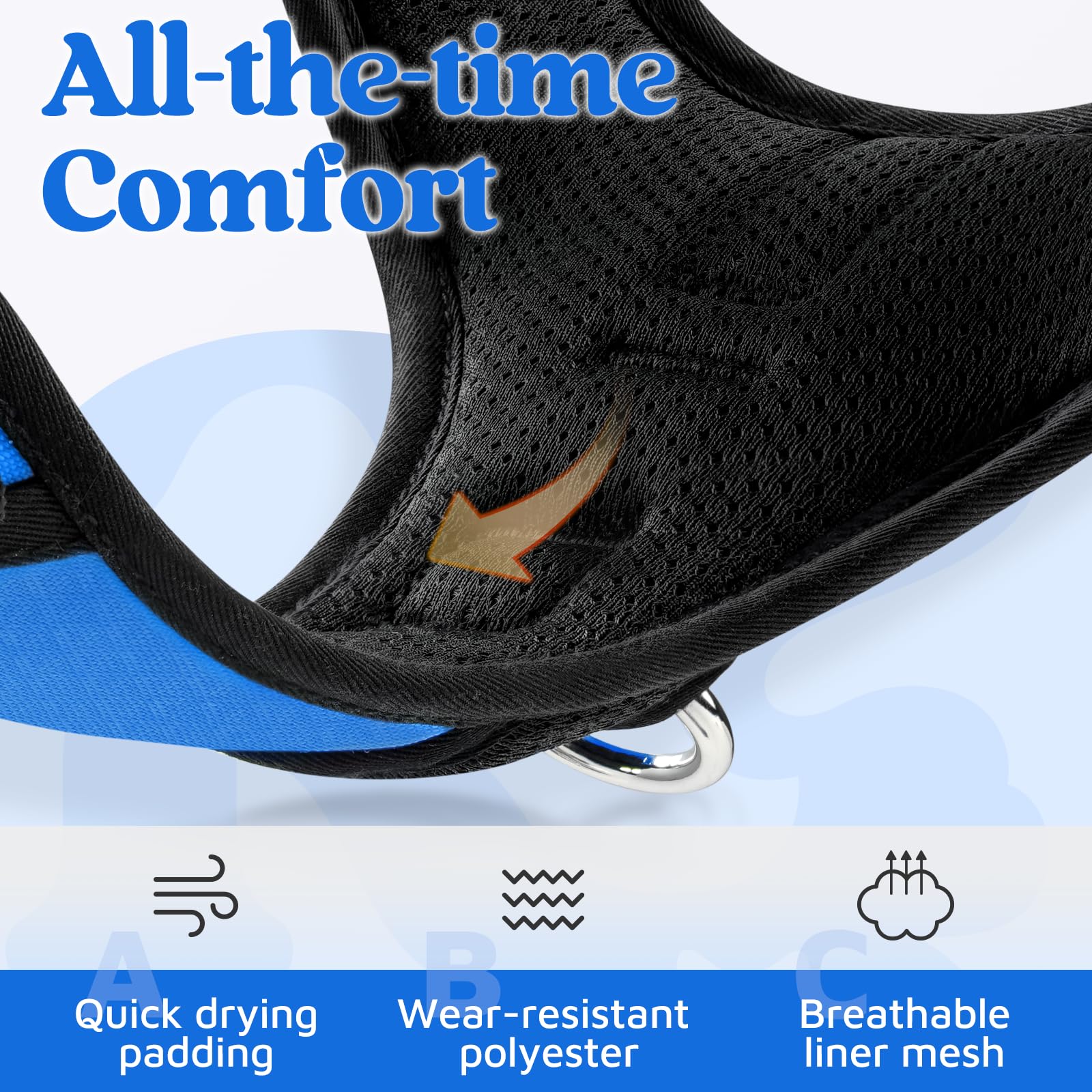 rabbitgoo No-Pull Dog Harness for Large Dogs - Blue, Size L: Easy On/Off with 3 Buckles & Control Handle