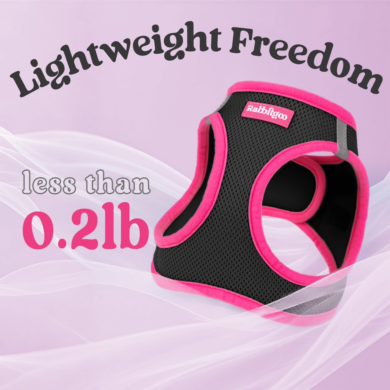 rabbitgoo Small Dog Harness and Leash Set – Step-In Vest with Reflective Strips, Black & Rose Red, Size S