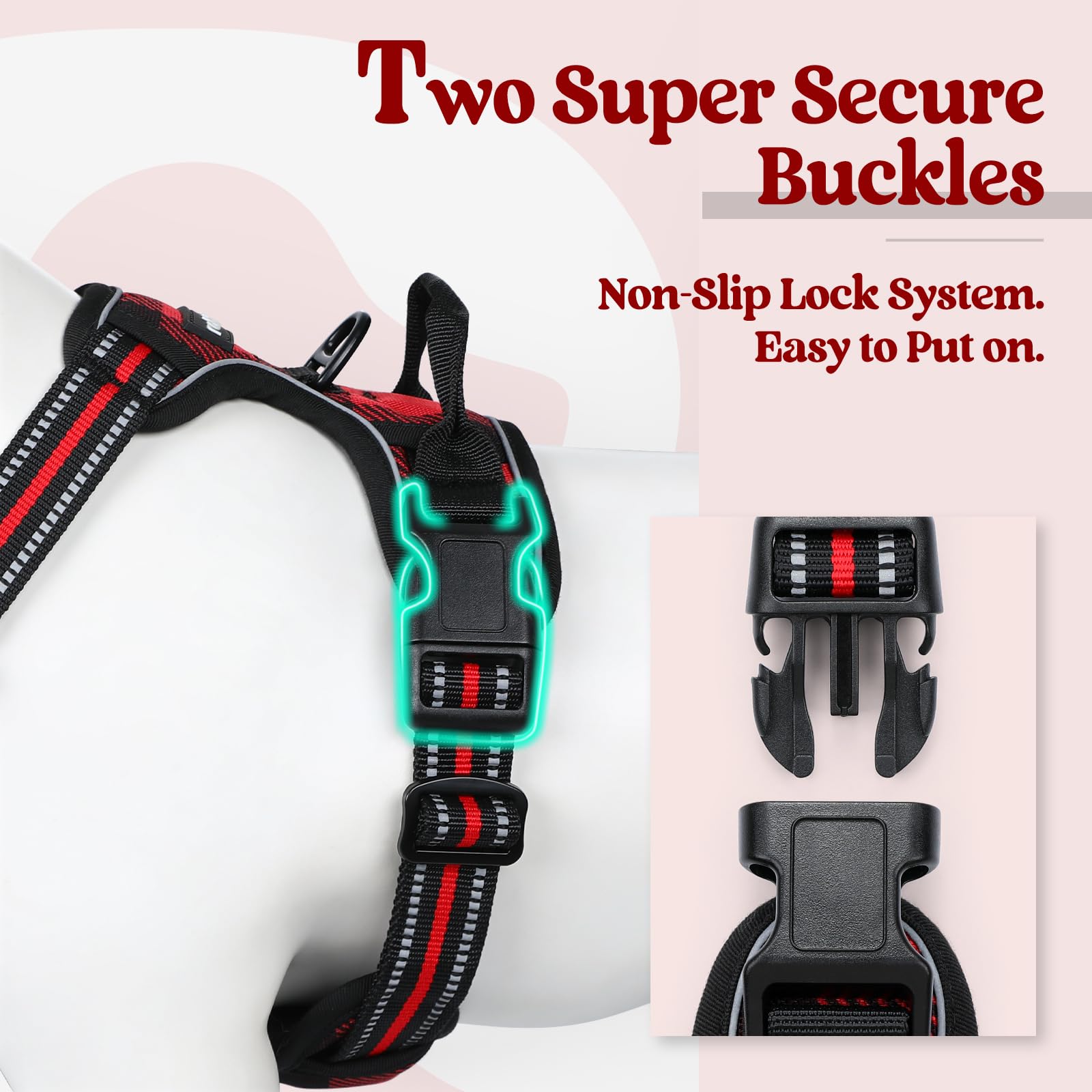 rabbitgoo Small Dog Harness No Pull Checkered Red Plaid S - Adjustable Padded Vest with Handle