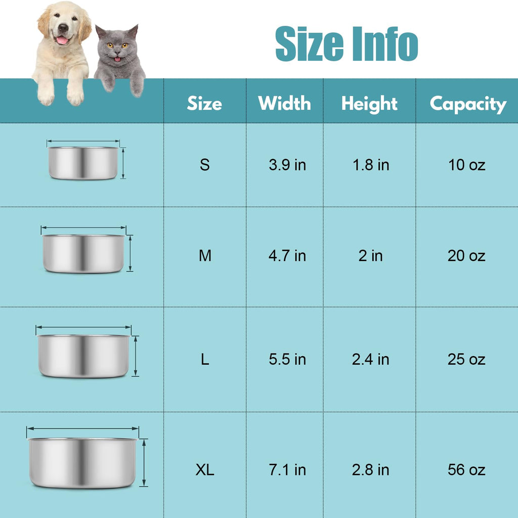 Reshiho Stainless Steel Hanging Dog Bowls for Cages - Large 2-Pack Food and Water Bowls