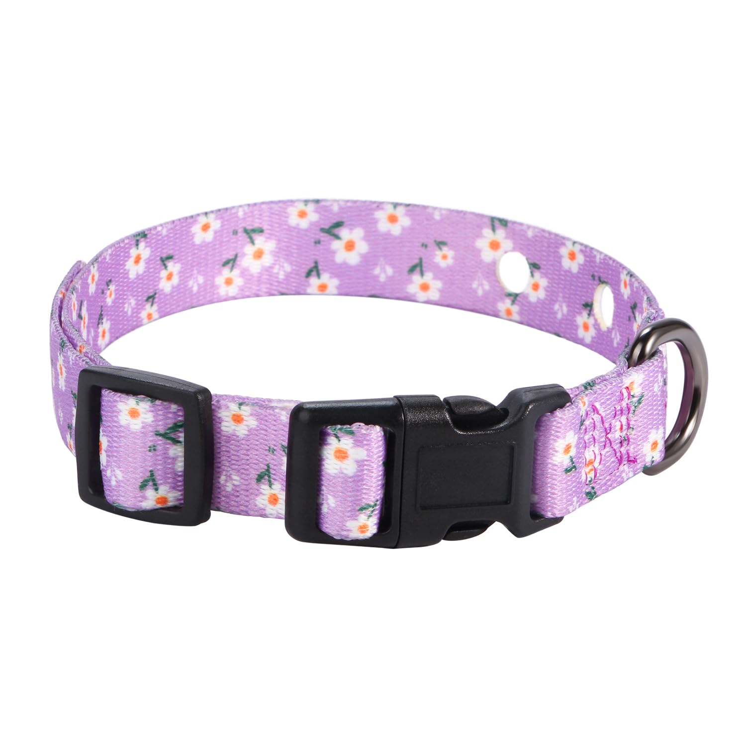 Rhea Rose 3/4 Inch Replacement Collar Strap for Dog E-Collars - Lavender Floral, Fits 9-26 Inch Neck