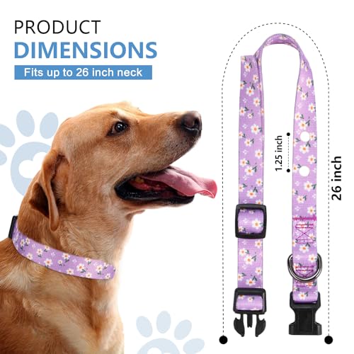Rhea Rose 3/4 Inch Replacement Collar Strap for Dog E-Collars - Lavender Floral, Fits 9-26 Inch Neck