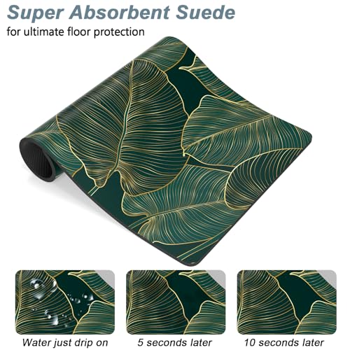 Rnivvi 16x24 Absorbent Dog Food Mat – Tropical Palm Leaves, Anti-Slip Rubber, Machine Washable