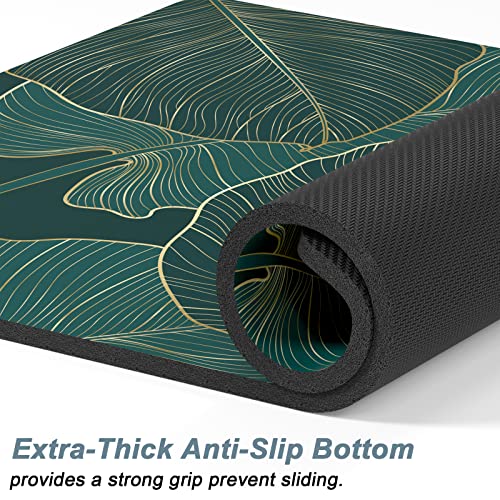 Rnivvi 16x24 Absorbent Dog Food Mat – Tropical Palm Leaves, Anti-Slip Rubber, Machine Washable