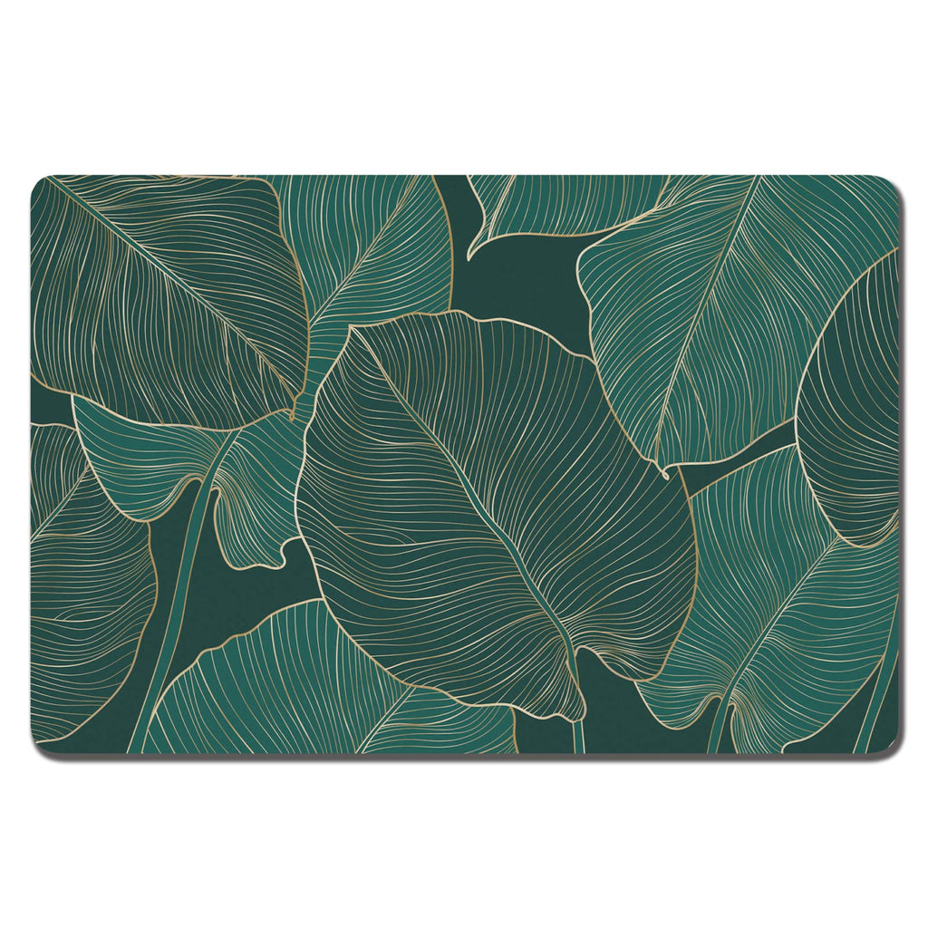 Rnivvi 16x24 Absorbent Dog Food Mat – Tropical Palm Leaves, Anti-Slip Rubber, Machine Washable