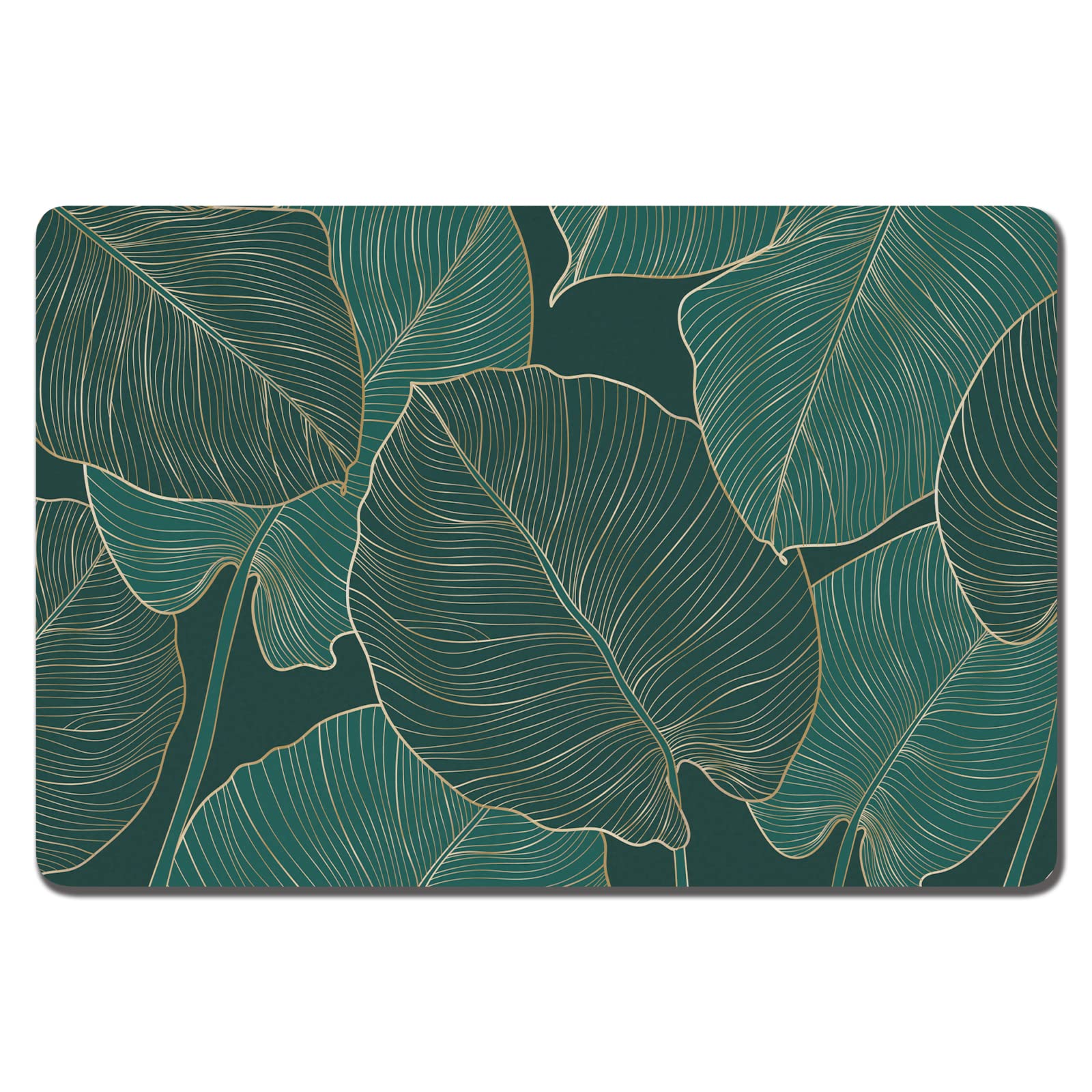 Rnivvi 16x24 Absorbent Dog Food Mat – Tropical Palm Leaves, Anti-Slip Rubber, Machine Washable