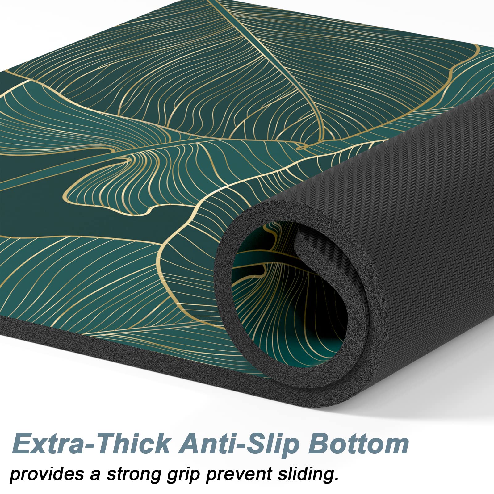 Rnivvi 16x24 Absorbent Dog Food Mat – Tropical Palm Leaves, Anti-Slip Rubber, Machine Washable