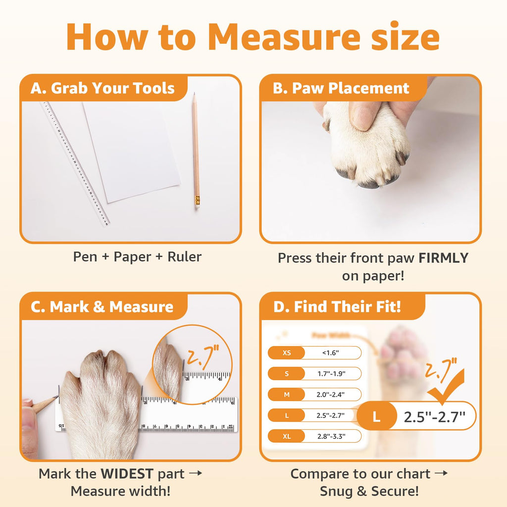 Roilpet Large Dog Socks with Double-Sided Grip – Non-Slip Paw Protectors for Senior Dogs, Pack of 4, Caramel