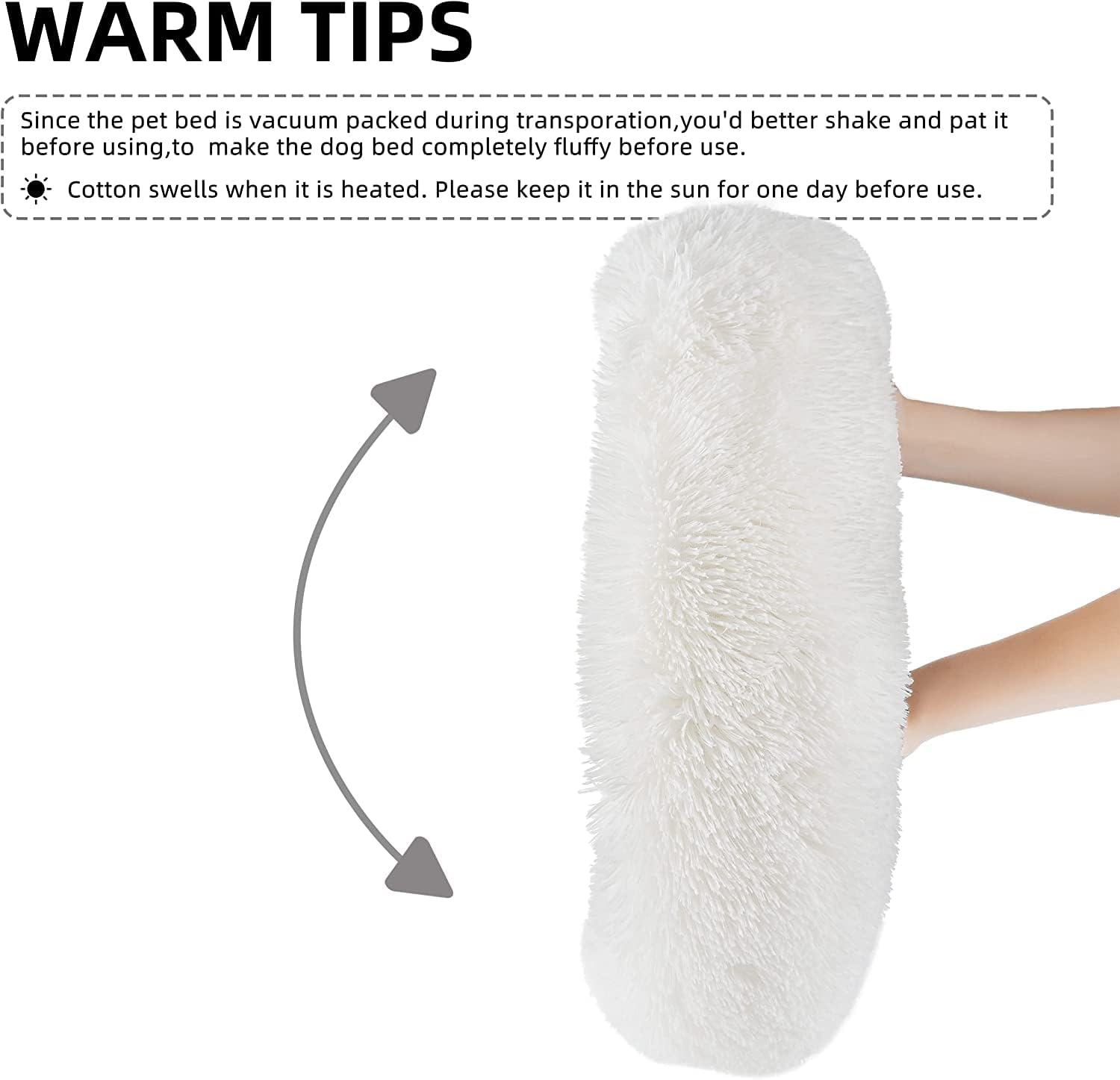 Round Fluffy Plush Faux Fur Pet Bed for Cats and Small Dogs – 24 Inches, Washable, Anti-Anxiety Donut Design