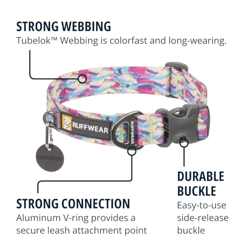 Ruffwear Front Range Dog Collar - Reef Fish - Adjustable 14-20 Inch Lightweight with Silencer
