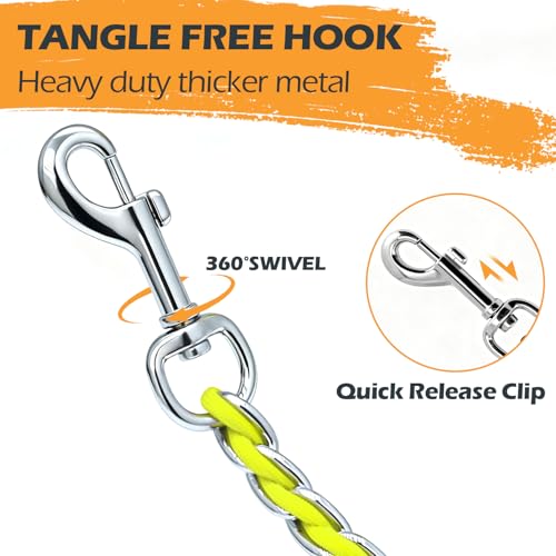 S-ETOVUS Chew Proof Metal Dog Leash - 5.2FT Heavy Duty Chain Leash for Medium to Large Dogs with Soft Padded Handle, Yellow