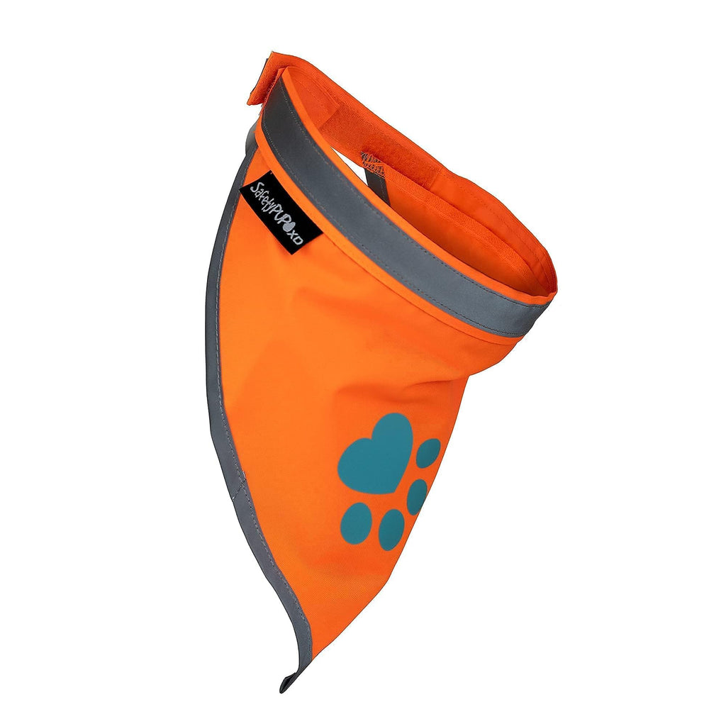SafetyPUP XD Blaze Orange Reflective Dog Bandana – Medium, Adjustable, High-Visibility for Walks and Outdoor Adventures