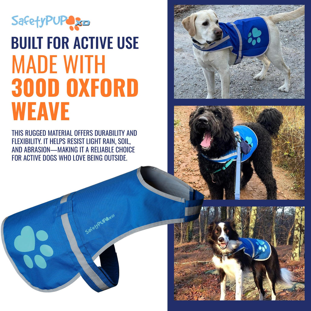 SafetyPUP XD Reflective Dog Vest - Hi-Vis Blue X-Small for Dogs 14-22 lbs