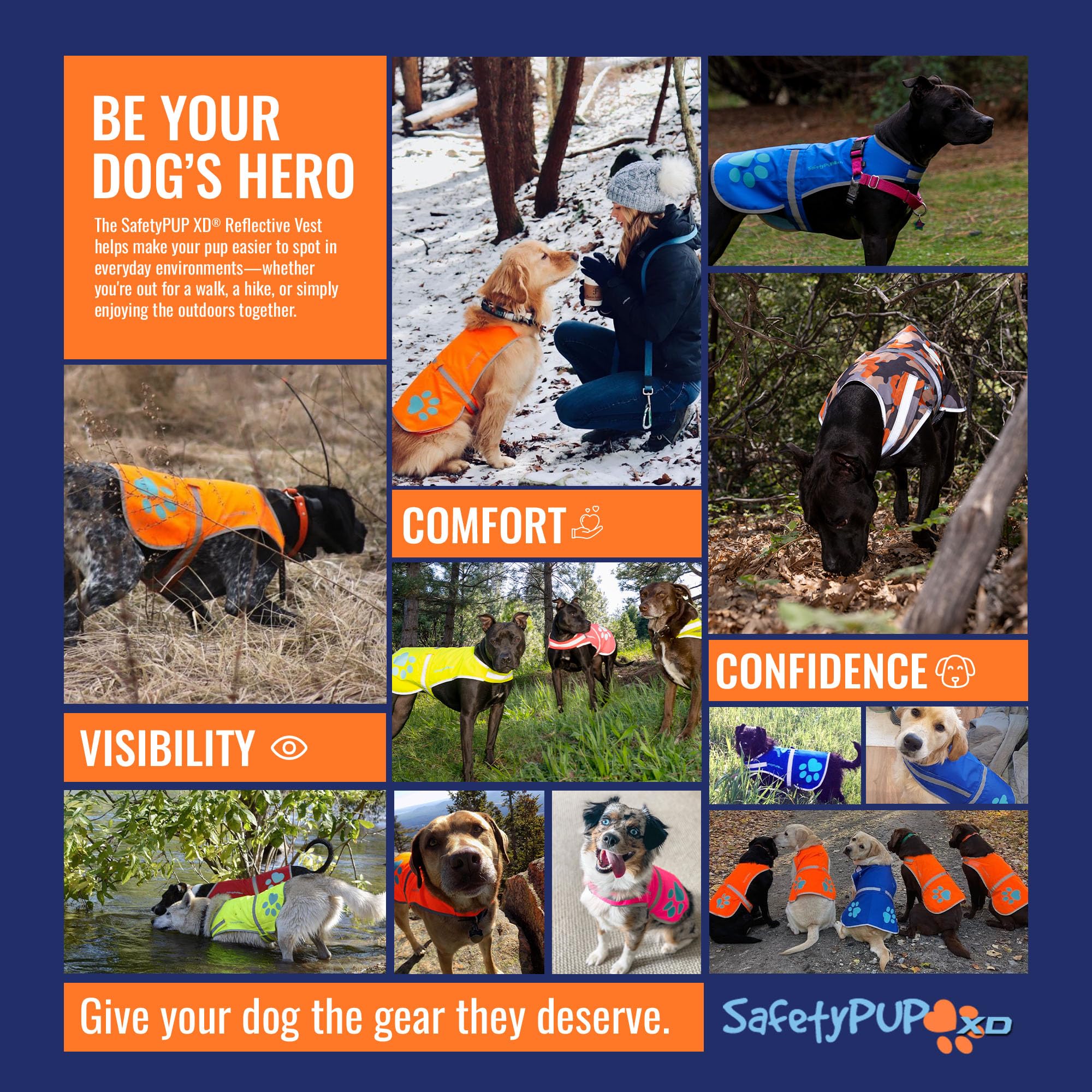 SafetyPUP XD Reflective Dog Vest - Hi-Vis Blue X-Small for Dogs 14-22 lbs