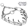 Safiman Prong Dog Collar with Quick Release Buckle – Adjustable No-Pull Training Collar for Small to Extra-Large Dogs (Silver, Stainless Steel, Includes Extra Links & Rubber Caps)