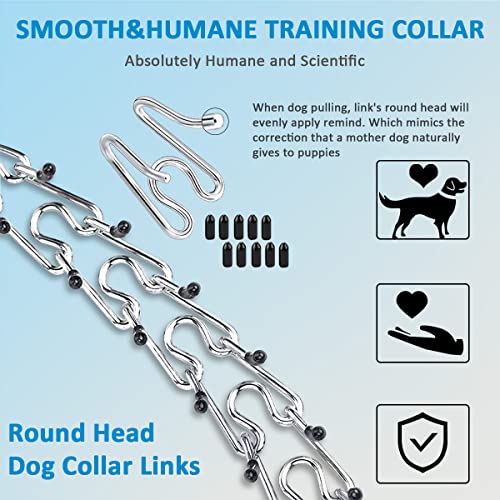 Safiman Prong Dog Collar with Quick Release Buckle – Adjustable No-Pull Training Collar for Small to Extra-Large Dogs (Silver, Stainless Steel, Includes Extra Links & Rubber Caps)