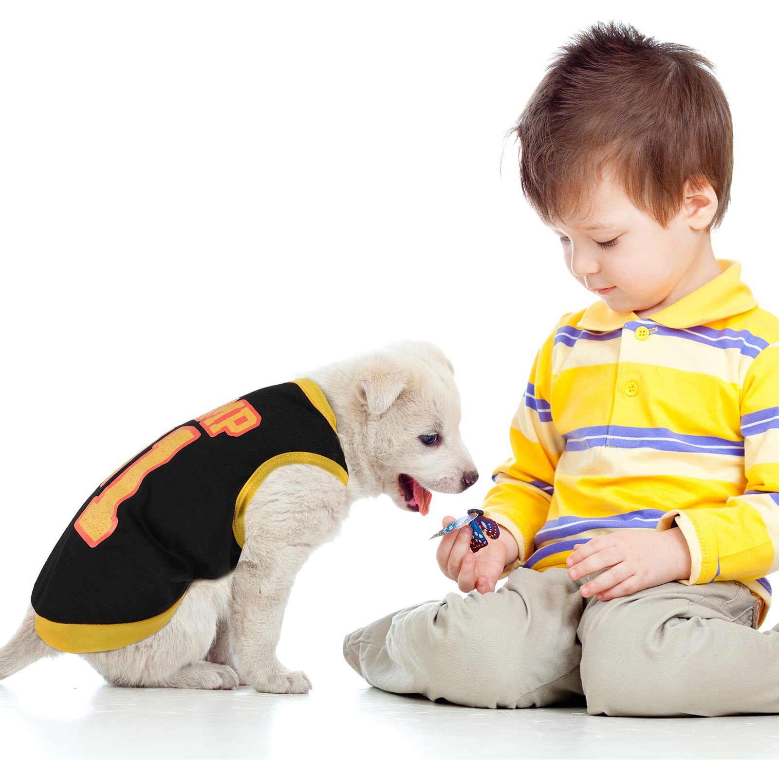 Saintrygo 8-Piece Funny Letter Dog Shirts: Soft, Breathable Pet T-Shirts for Small Dogs & Cats (Cute Pattern, Small)